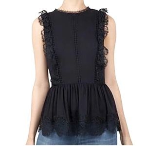 Ted Baker Women's Omarri Mixed Lace Peplum Sleeveless Top Sz 4